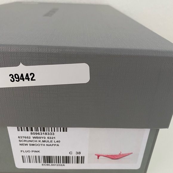 Balenciaga Drawstring Neon Pink Kitten Heel Mules - Picture 11 of 11